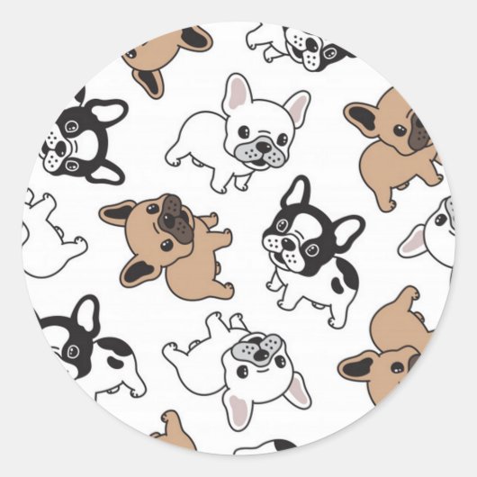Franse Bulldog, Frenchie Accessoires Ronde Sticker (Voorkant)