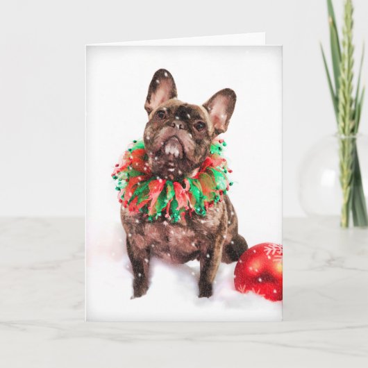 Franse Bulldog Frenchie Christmas Kaart (Voorkant)