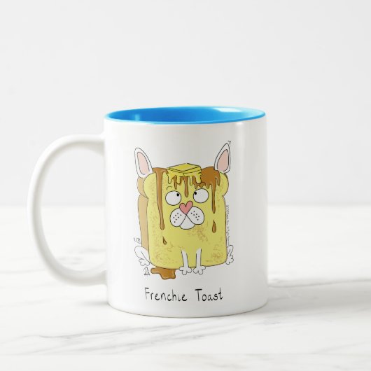 Franse Bulldog Frenchie Dog Funny Tweekleurige Koffiemok (Links)