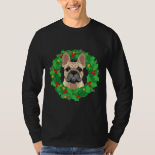 Franse Bulldog Frenchie Dog met kerstwijn T-shirt