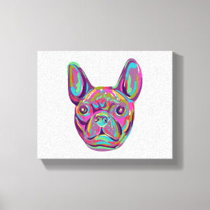 Franse Bulldog Frenchie hoofd Pop art stijl Canvas Afdruk