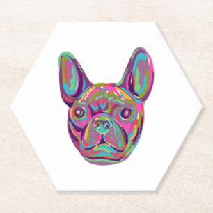 Franse Bulldog Frenchie hoofd Pop art stijl Kartonnen Onderzetters