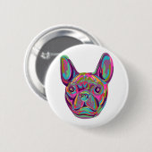 Franse Bulldog Frenchie hoofd Pop art stijl Ronde Button 5,7 Cm (Voorkant /achterkant)