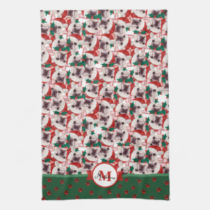 Franse Bulldog Frenchie Monogram Kerst Hond Theedoek