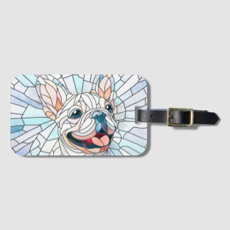Franse Bulldog - Frenchie - pastelmozaïek Bagagelabel