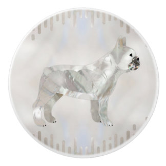 Franse Bulldog - Frenchie pearl silhouette Keramische Knop