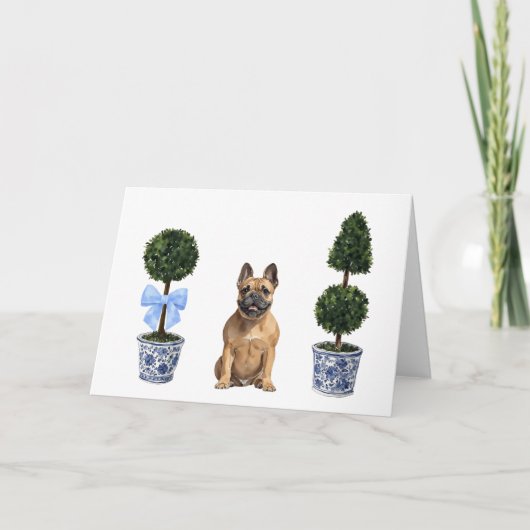 Franse Bulldog Frenchie Puppy Dog Waterverf Kaart (Voorkant)