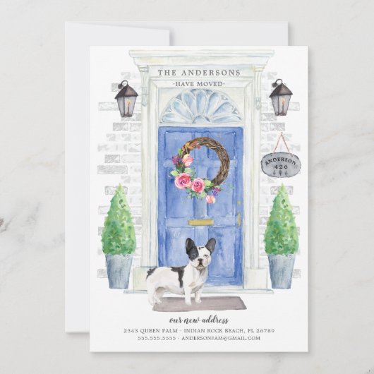 Franse Bulldog Front door Moving Announge Kaart (Voorkant)