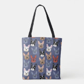 Franse Bulldog Fun Blue Draagtas (Achterkant)