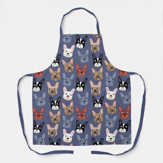 Franse Bulldog Fun Dusty Blue Dog Schort (Voorkant)