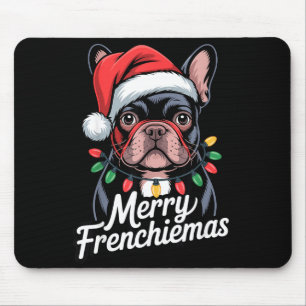 Franse Bulldog Gelukkig Frenchiemas Kerstman Hoed Muismat