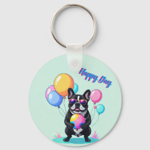 Franse Bulldog Gelukkige Dag Franse Bulldog Sleutelhanger