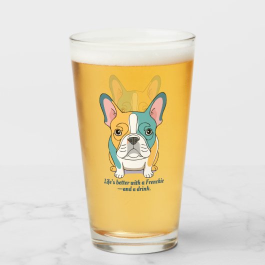 Franse Bulldog  Glas (Voorkant gevuld)