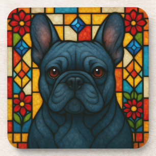 Franse Bulldog "Glas in lood" Bier Onderzetter
