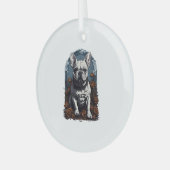 Franse Bulldog Gotische Bloemen Glas Ornament (Voorkant links)