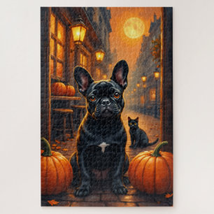 Franse Bulldog Gotische Café Halloween Kunst Legpuzzel