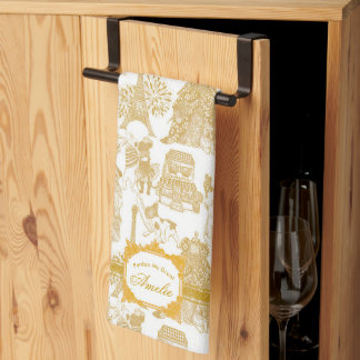 FRANSE BULLDOG Goud Toile Theedoek