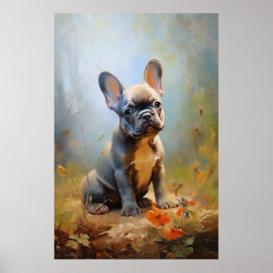 Franse Bulldog grijze puppy Poster
