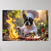 Franse Bulldog Grill Chef Fiery Poster (Voorkant)