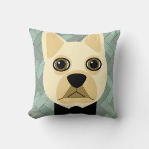 Franse Bulldog, groene visgraat Kussen