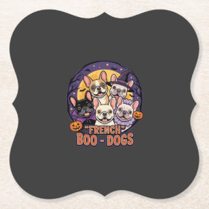 Franse Bulldog Halloween Boo Honden Vector Kartonnen Onderzetters