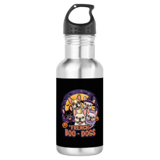 Franse Bulldog Halloween Boo Honden Vector Waterfles