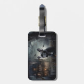 Franse Bulldog Halloween eng Bagagelabel (Achterkant verticaal)