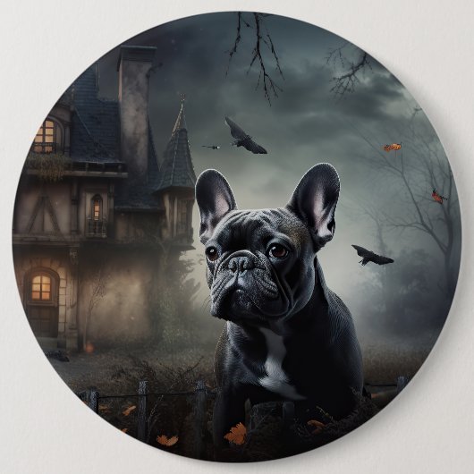 Franse Bulldog Halloween eng Ronde Button 6,0 Cm (Voorkant)