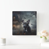 Franse Bulldog Halloween eng Vierkante Klok (Huis)