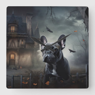Franse Bulldog Halloween eng Vierkante Klok