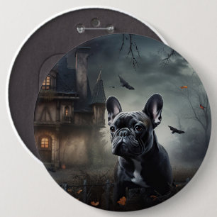 Franse Bulldog Halloween Griezelen Ronde Button 6,0 Cm