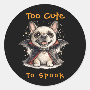 Franse Bulldog Halloween Lieve Vampier Vleermuis Ronde Sticker