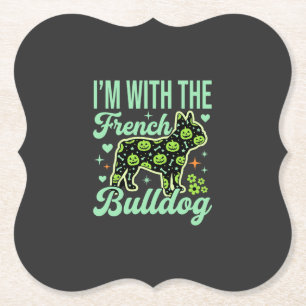 Franse Bulldog Halloween Pompoen Patroon Ontwerp Kartonnen Onderzetters