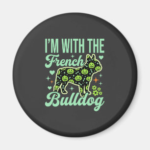 Franse Bulldog Halloween Pompoen Patroon Ontwerp Magneet