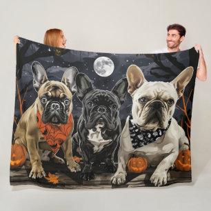 Franse Bulldog Halloween Spoken Fleece Deken