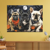 Franse Bulldog Halloween Spooky Canvas Afdruk (Insitu (Woonkamer))