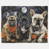 Franse Bulldog Halloween Spooky Fleece Deken (Voorkant (Horizontaal))