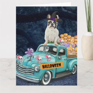 Franse Bulldog Halloween Truck Schrik Nacht Kaart