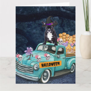 Franse Bulldog Halloween Truck Schrik Nacht Kaart