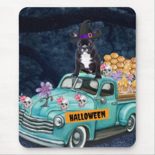 Franse Bulldog Halloween Truck Schrik Nacht Muismat