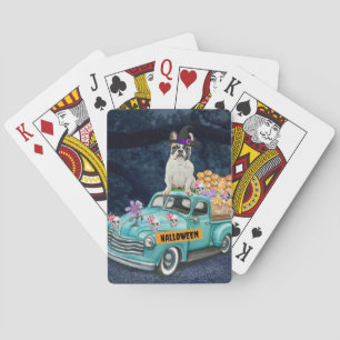 Franse Bulldog Halloween Truck Schrik Nacht Pokerkaarten