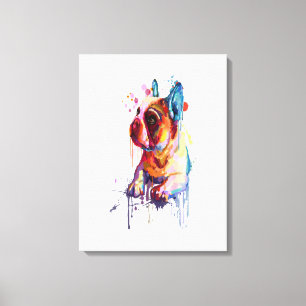 Franse Bulldog Hand Drawing Art Gift Canvas Afdruk