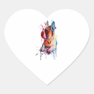 Franse Bulldog Hand Drawing Art Gift Hart Sticker