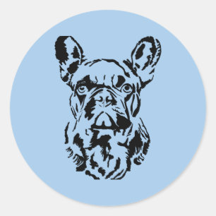 Franse Bulldog Hand getrokken digitale schaduw kun Ronde Sticker