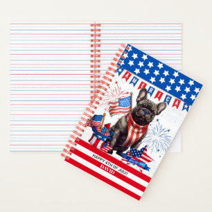 Franse Bulldog Happy 4th van juli Amerika Patriott Notitieboek