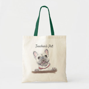 Franse Bulldog Happy Dog Tekening op maat Tote Bag