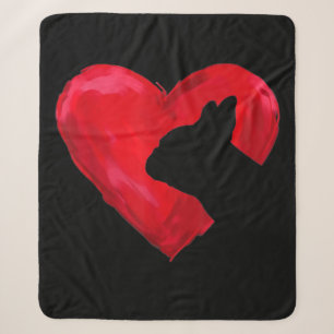 Franse Bulldog Heart Silhouette Valentijnsdag Dog Sherpa Deken