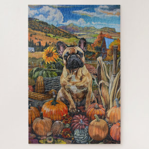 Franse Bulldog Herfst Oogst Thanksgiving Legpuzzel