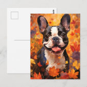 Franse Bulldog Herfst Thanksgiving  Briefkaart (Voorkant / Achterkant)