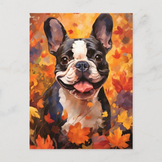 Franse Bulldog Herfst Thanksgiving  Briefkaart (Voorkant)